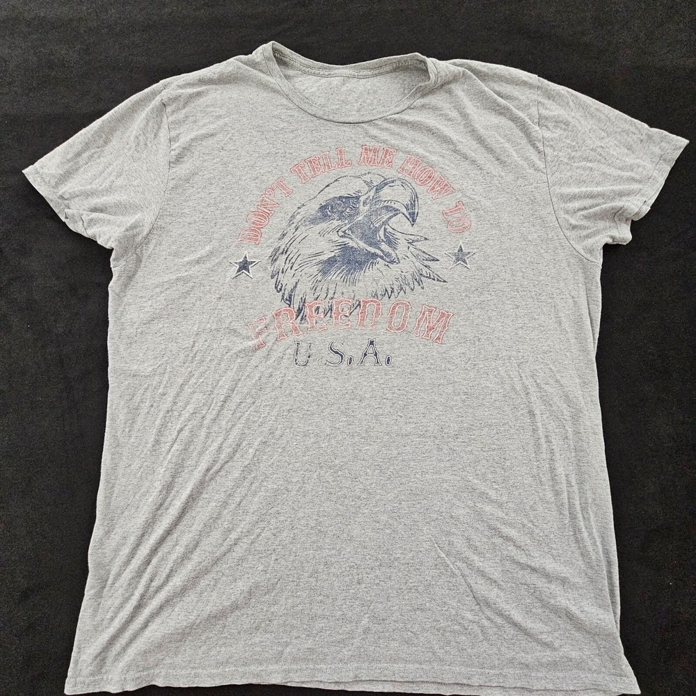 Don't Tell Me How to Freedom USA Gray Short Sleeve T-Shirt Men's 2XL